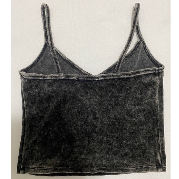 Forever 21 Dark Gray White Wash Velvet Cropped Tank Top - Picture 2 of 7